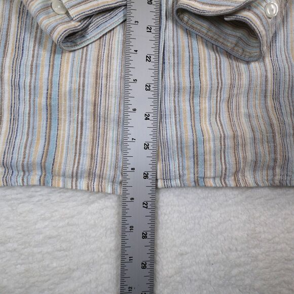 LL Bean 100% Linen Shirt Womens Medium Long Sleeve Striped - Picture 4 of 7